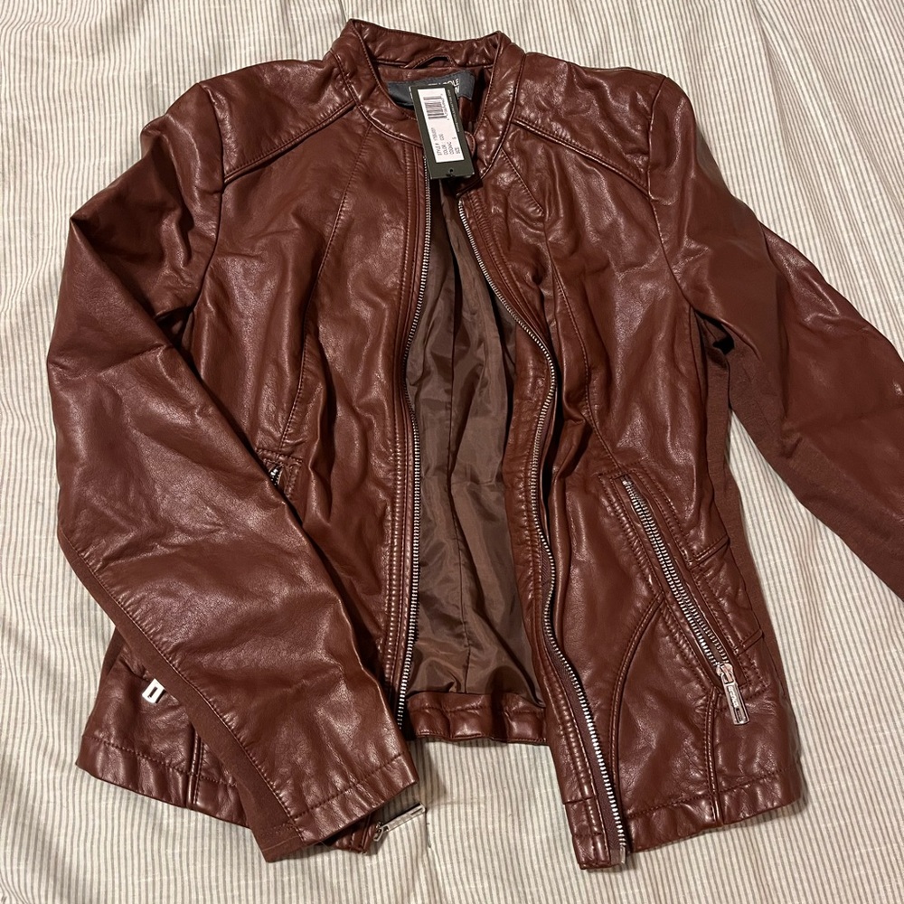 Brown Faux Leather Jacket